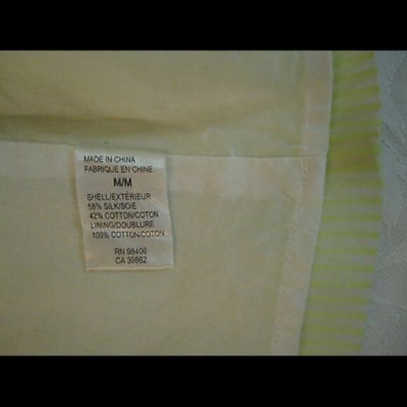 Theory Striped Neon Highlighter Yellow Baby Doll Silk/Cotton Cami Top Size L NWT - Picture 4 of 4